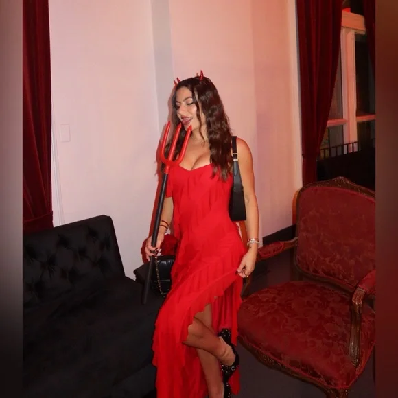 Red Ruffled Dress - Picture 1 of 7